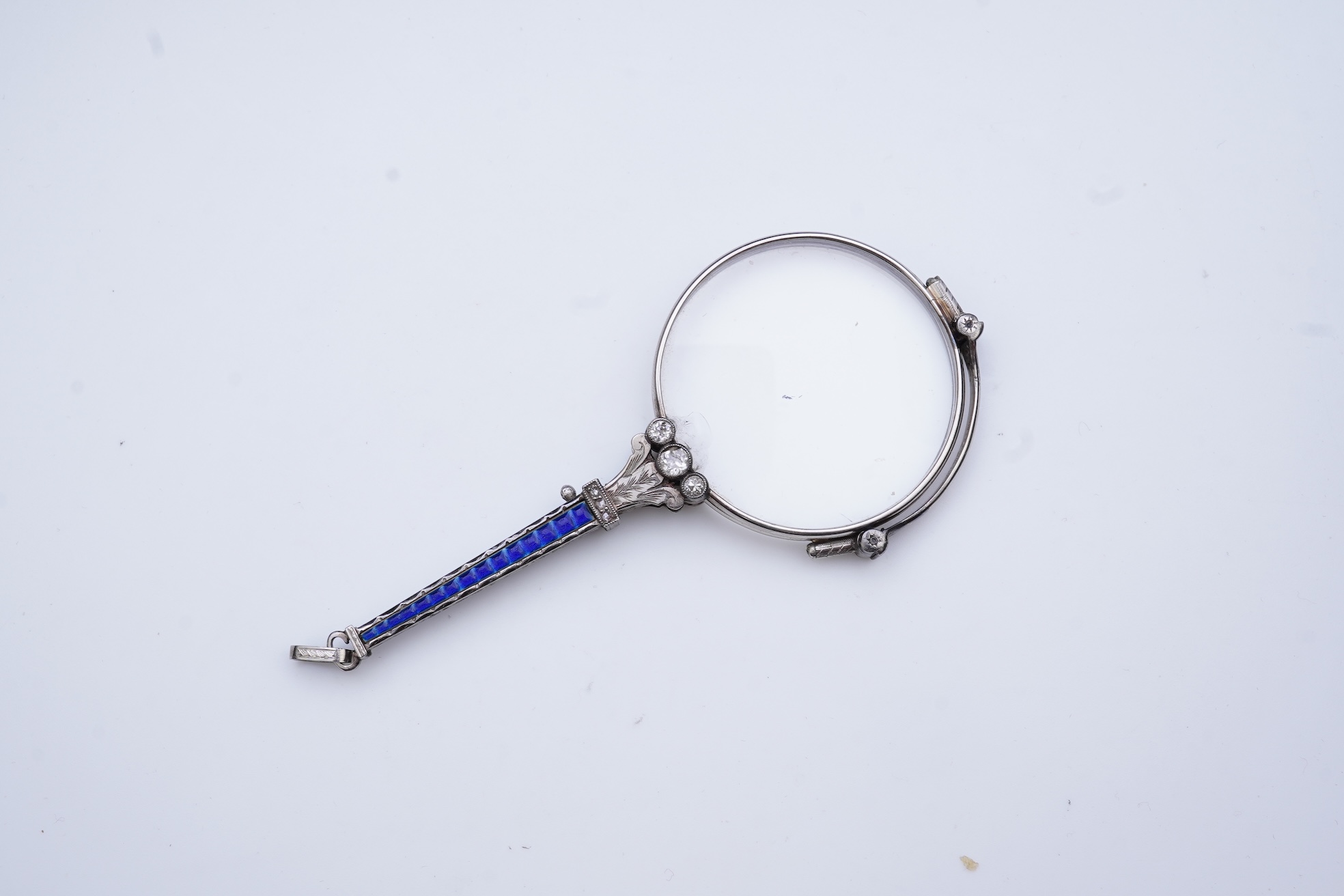 CW Dixey & Son, a diamond and enamel lorgnette, early 20th century